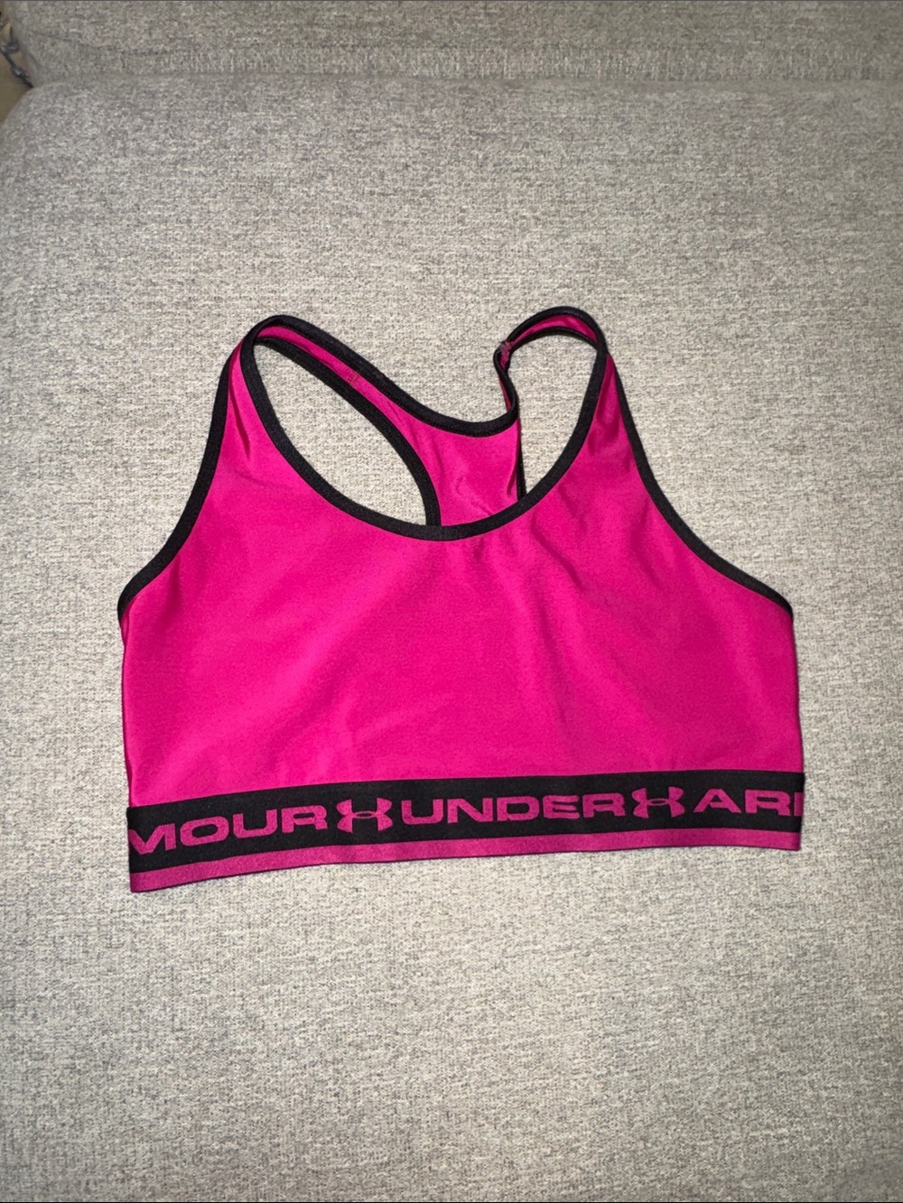 Under Armour Hot Pink Racerback Sports Bra with Black Trim size small